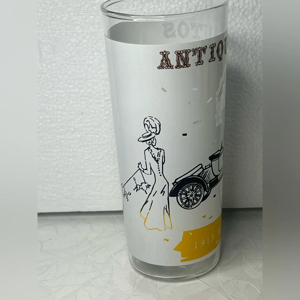 VINTAGE ANTIQUE AUTOS DRINKING GLASS 1913 HUDSON AUTO